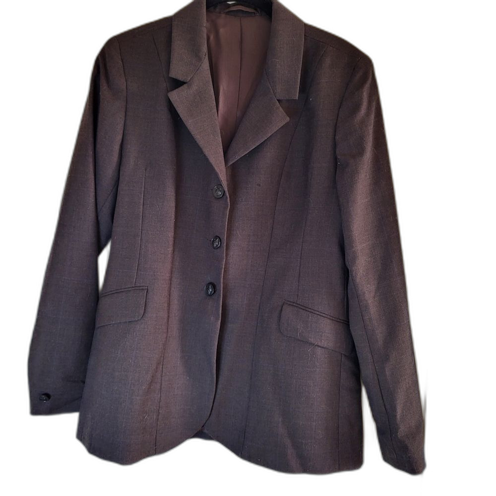 Girls' Brown Tailored Equestrian Wool Blazer